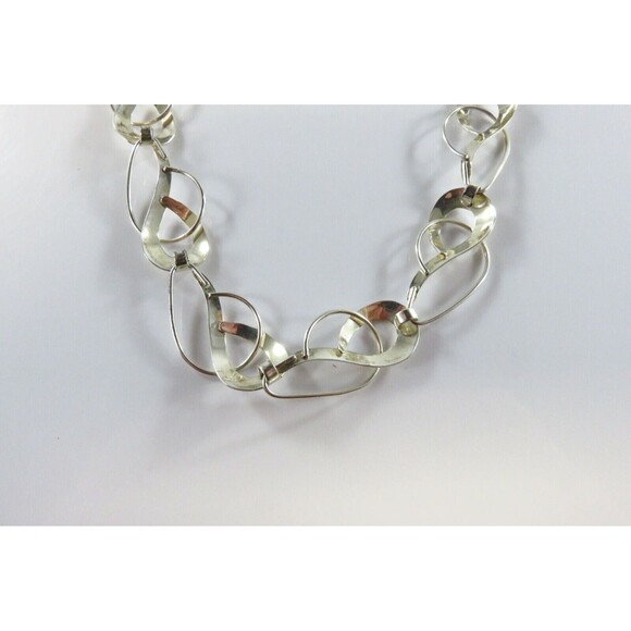 18" Sterling Silver Designer Style Fancy Twisted Metal Link Necklace Sterling TT - Picture 12 of 15